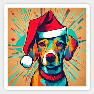 Retriever Wearing A Santa Hat Pop Art Puppy Sticker